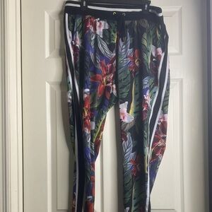 C&C California Floral Track Pants - Black, Green, Red